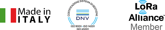 Made in Italy - ISO 9001:2015 - ISO 14001 - LoRa Alliance Member