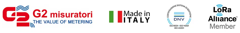 G2 misuratori: contatori d'acqua e moduli radio per trasmissione dati, contatori con emissione d'impulsi, misuratori di portata, contatori di calore.  Made in Italy. ISO 9001:2015. ISO 14001. LoRa Alliance Member.